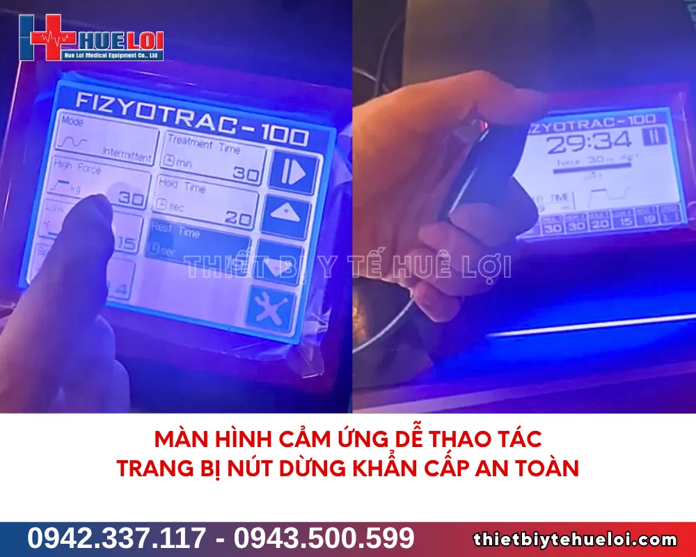 Màn hình của máy kéo giãn cột sống