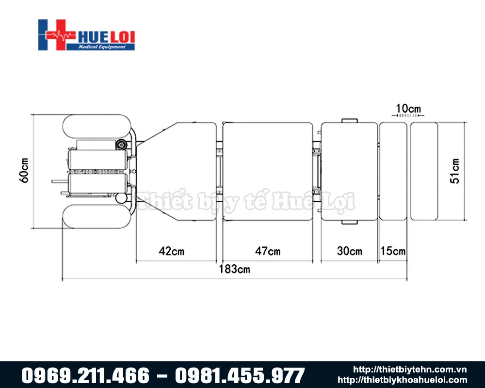 Kích thước giường tác động cột sống EL08B có thể thay đổi