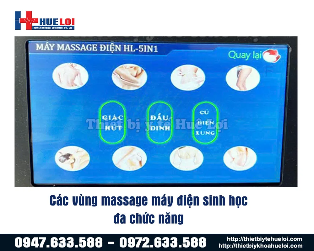 Các vùng massage của máy dds 5in1 