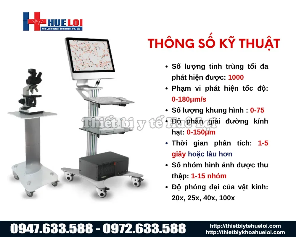 Thông số kỹ thuật của máy phân tích tinh dịch đồ