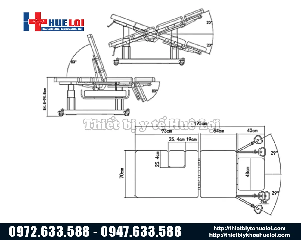 Kích thước của bàn thăm khám cho chẩn đoán hình ảnh