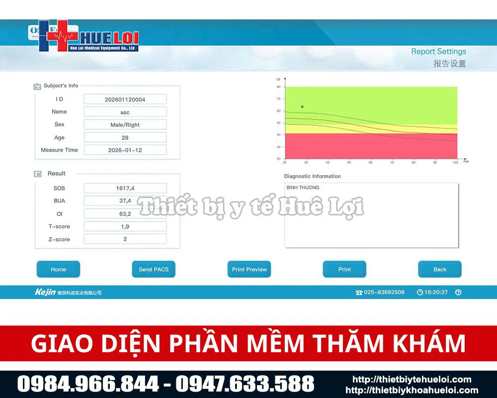 Phần mềm của m&aacute;y đo mật độ xương g&oacute;t ch&acirc;n