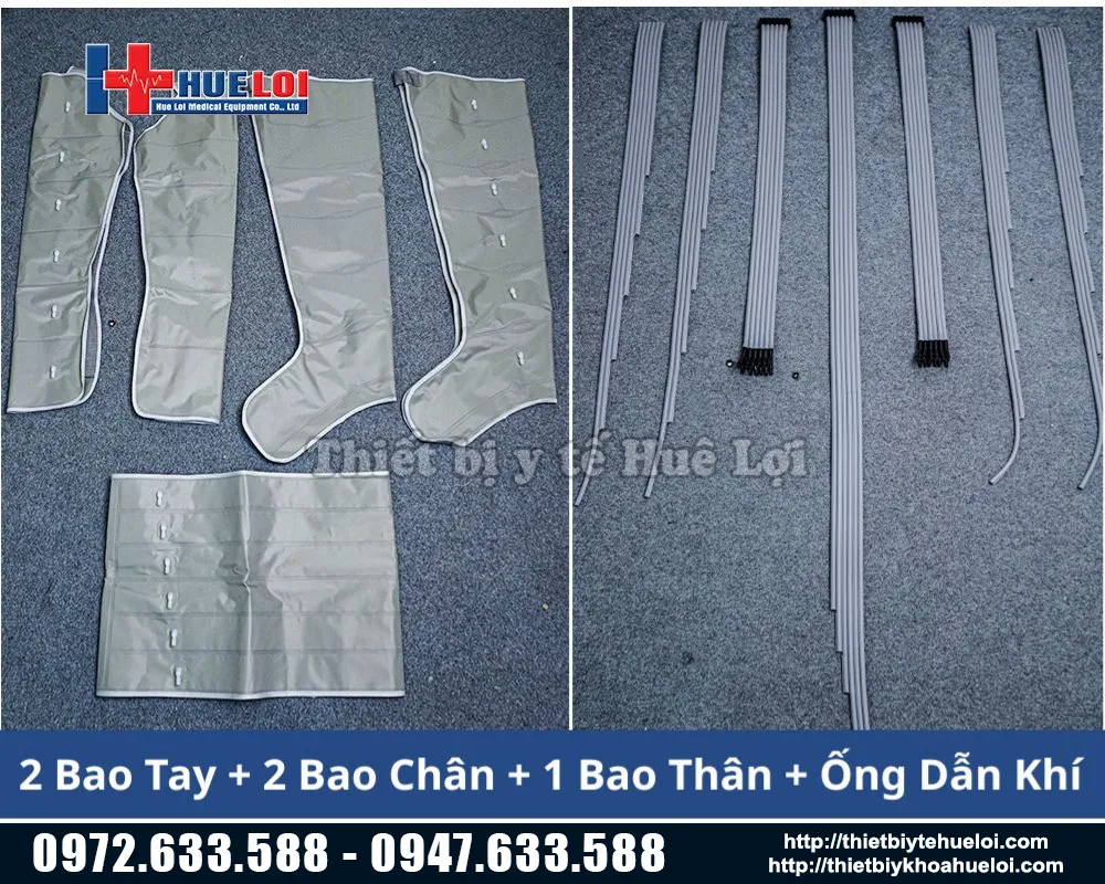Ống dẫn khí và các bao massage của máy nén ép khí