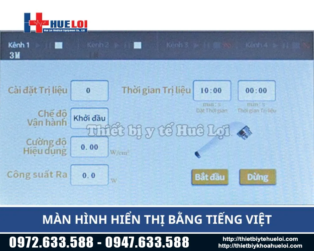 giao diện hiển thị của m&aacute;y si&ecirc;u &acirc;m trị liệu đa tần haobro