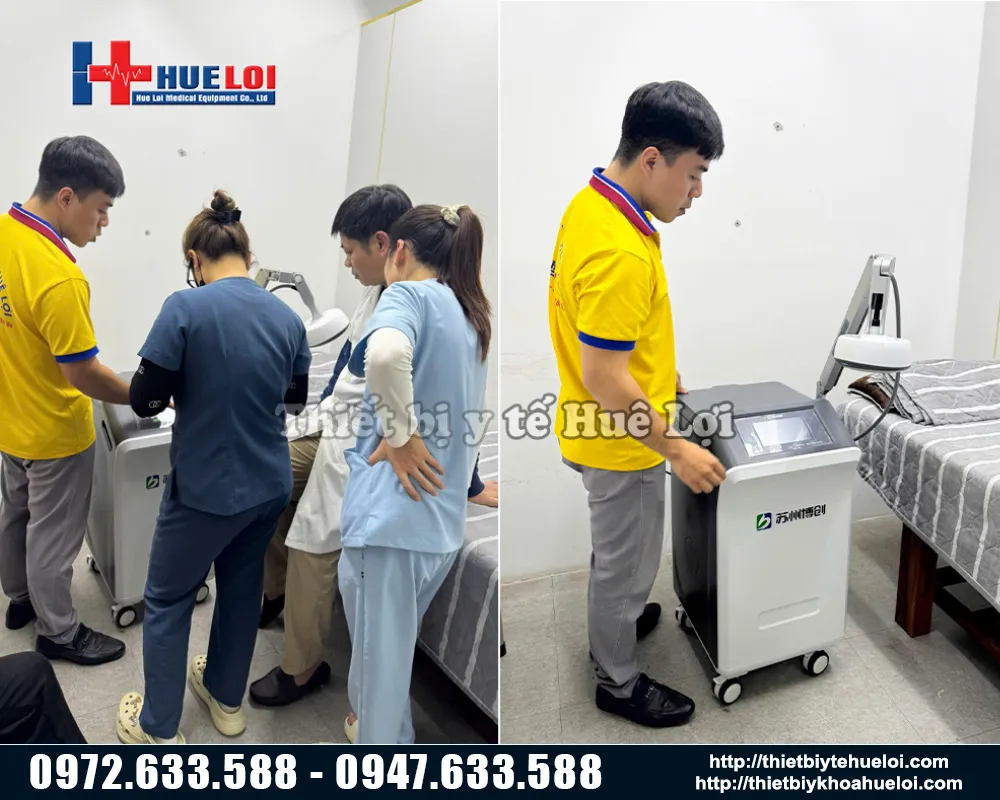 h&igrave;nh ảnh thực tế b&agrave;n giao m&aacute;y vi s&oacute;ng trị liệu