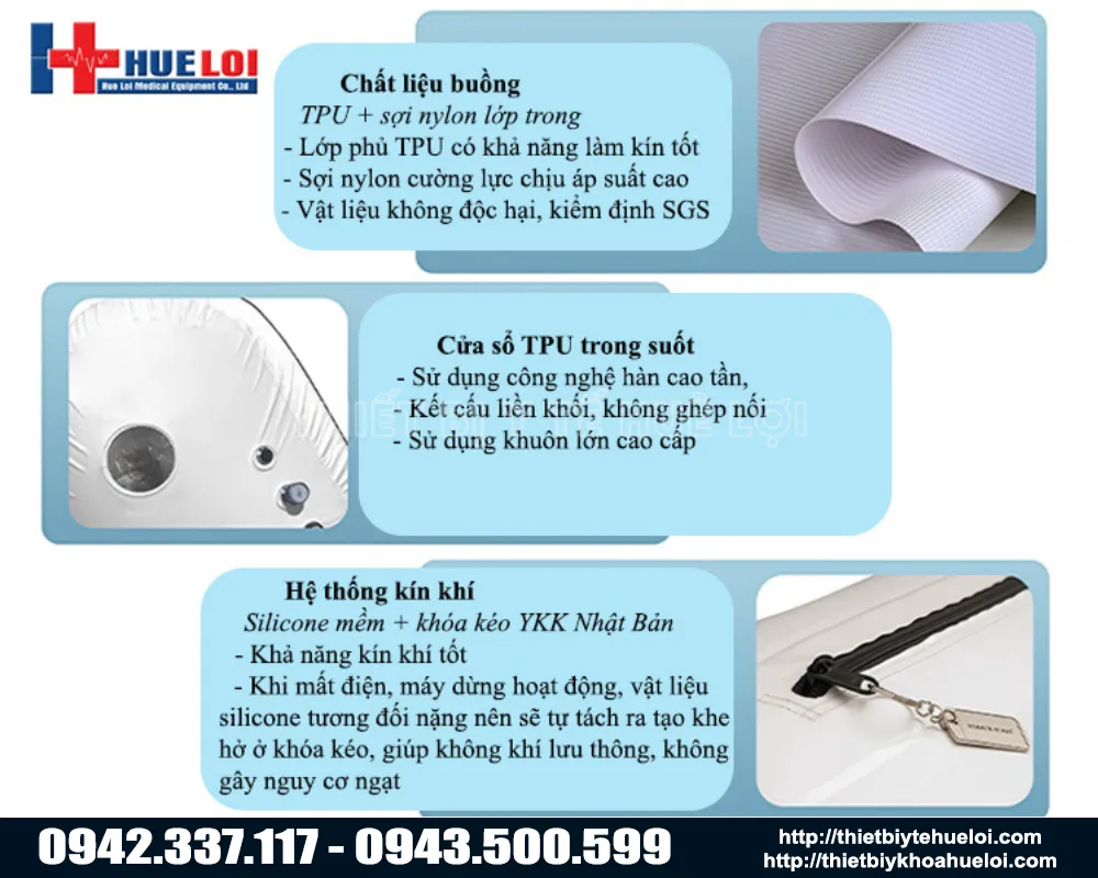 buồng oxy cao áp được làm từ chất liệu hiện đại