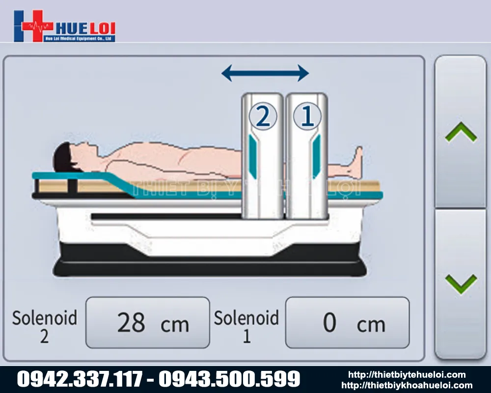 giao diện cài đặt của máy từ trường năng lượng xung