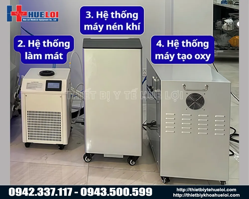 các thiết bị đi kèm với buồng oxy tăng áp