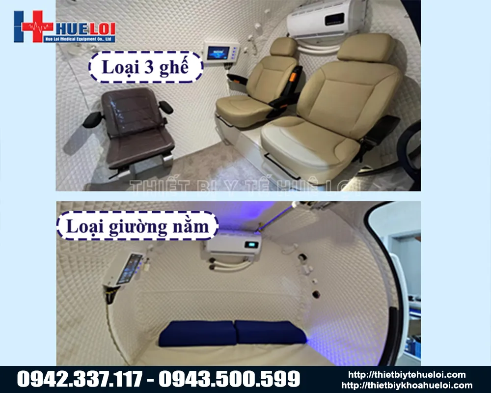 Buồng oxy tăng áp nội thất sang trọng vỏ cứng đa chỗ ngồi
