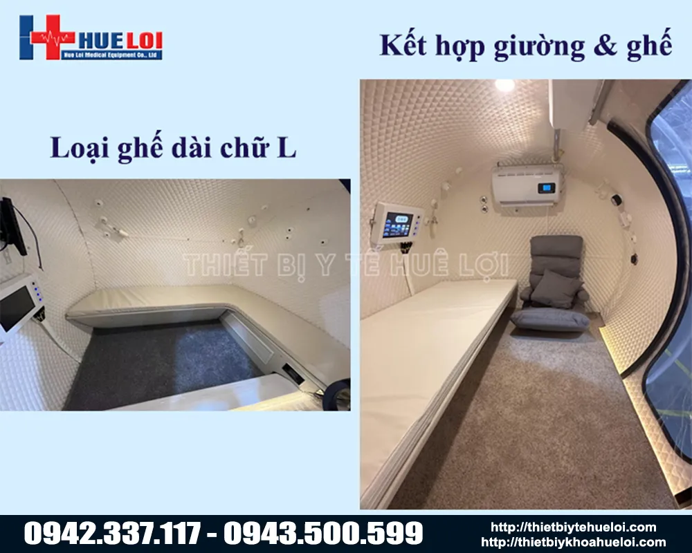 máy trị liệu bằng oxy tăng áp mẫu giường nằm điều trị cho nhiều người