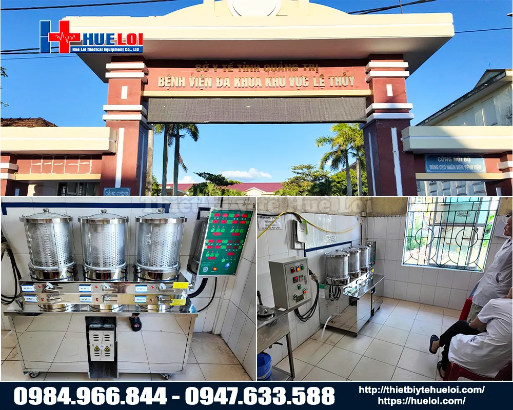 Hu&ecirc; Lợi b&agrave;n giao m&aacute;y sắc thuốc ba nồi đun cho bệnh viện đa khoa khu vực Lệ Thủy tỉnh Quảng Trị