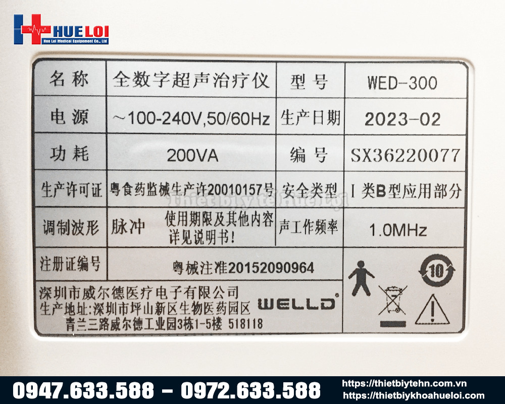 thông số kỹ thuật máy siêu âm trị liệu