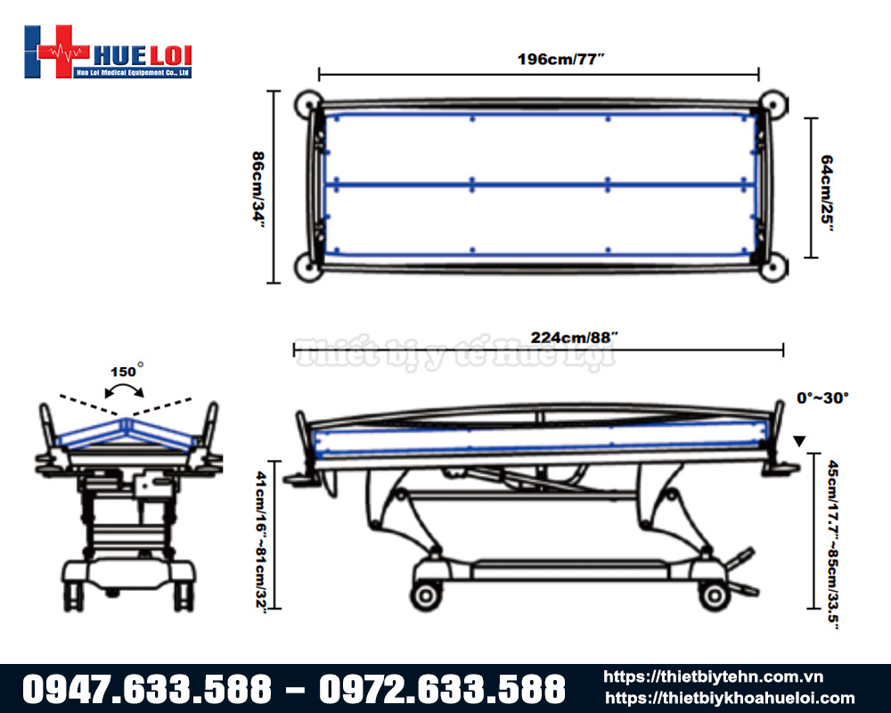 thông số kỹ thuật giường tắm