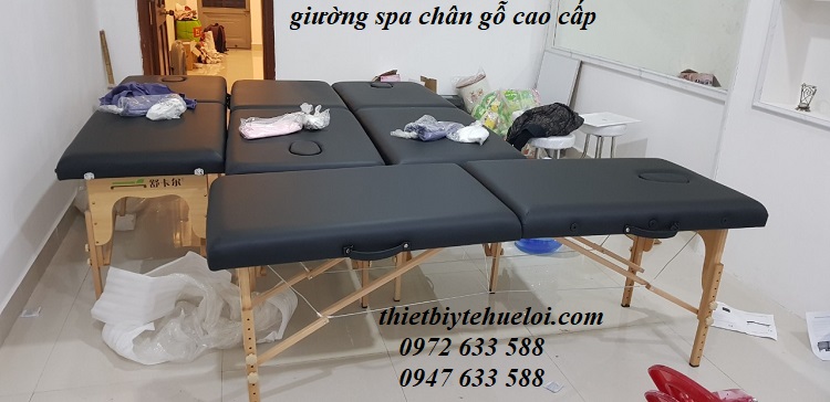 giường spa chân gỗ cao cấp